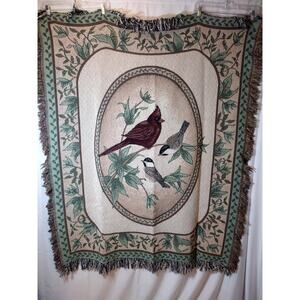 Birds of a Feather Cardinal Chickadees Woven Tapestry Throw Christmas Winter